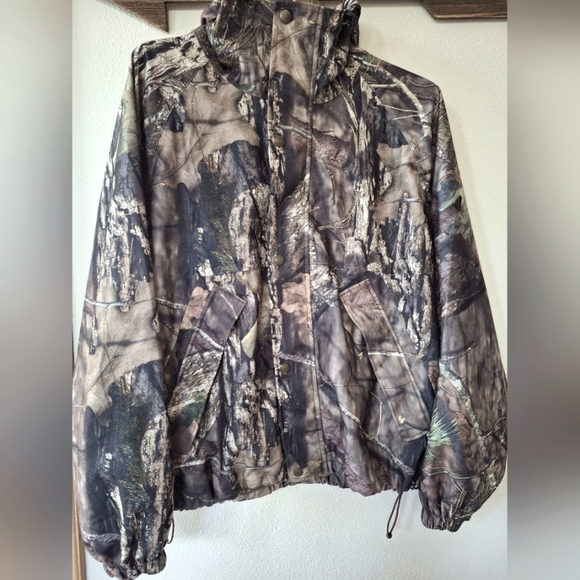 Herters Cabela's Mossy Oak Full Zip Hooded Camo Hunting Jacket Mens Size L - Picture 1 of 9